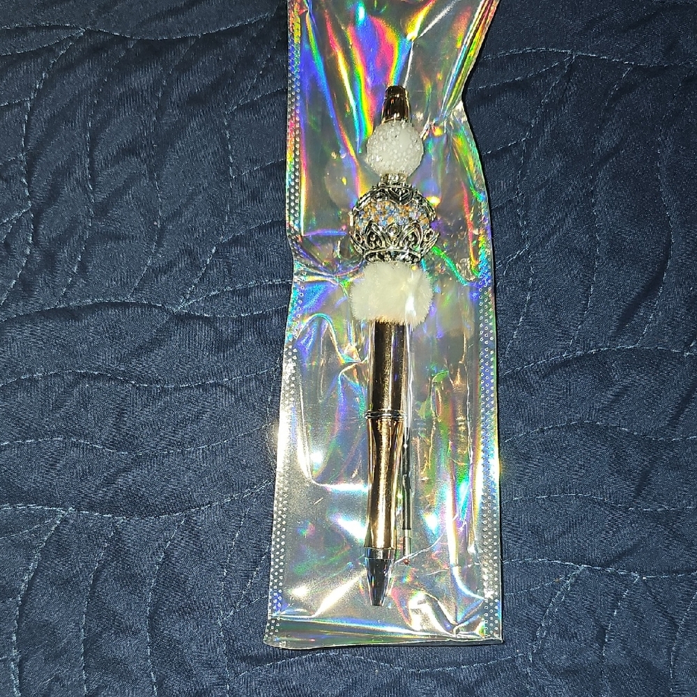 Elegant Silver Pen with White Accents